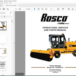 ROSCO NV55 BROOM Operations, Service & Parts Manual SN 247480 PDF DOWNLOAD