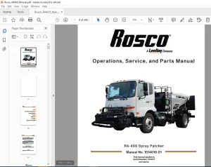 ROSCO RA-400 Spray Patcher Operations, Service & Parts Manual SN 130973 PDF DOWNLOAD