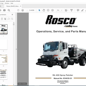 ROSCO RA-400 Spray Patcher Operations, Service & Parts Manual SN 130973 PDF DOWNLOAD