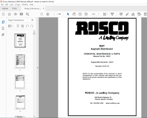 ROSCO RMT Asphalt Distributor Operation, Maintenance & Parts Manual SN 38037 PDF DOWNLOAD
