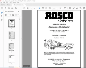 ROSCO SPREAD PRO Aggregate Distributor Operation, Service & Parts Manual SN 41578 PDF DOWNLOAD