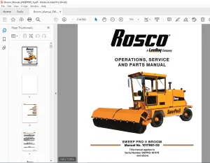 ROSCO SWEEP PRO II BROOM Operations, Service & Parts Manual SN SWPRO-161178 PDF DOWNLOAD