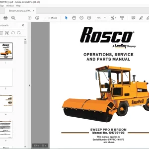 ROSCO SWEEP PRO II BROOM Operations, Service & Parts Manual SN SWPRO-161178 PDF DOWNLOAD