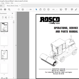 ROSCO SWEEPPRO Broom Operations, Service & Parts Manual 39004-01 PDF DOWNLOAD