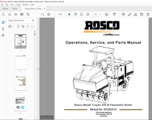 ROSCO Trupac 915 B Pneumatic Roller Operations, Service & Parts Manual SN 136732 PDF DOWNLOAD