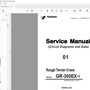 Tadano Faun Rough Terrain Crane GR-300EX-1 (Circuit Diagram & Data) Service Manual SN 561325 - PDF DOWNLOAD