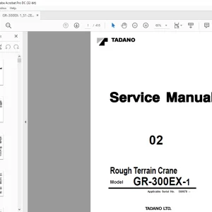 Tadano Faun Rough Terrain Crane GR-300EX-1 Service Manual SN 560678 - PDF DOWNLOAD