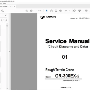 Tadano Faun Rough Terrain Crane GR-300EX-2 (Circuit Diagrams & Data) Service Manual SN 561384 - PDF DOWNLOAD