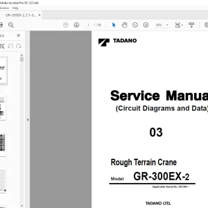 Tadano Faun Rough Terrain Crane GR-300EX-2 (Circuit Diagrams and Data) Service Manual SN 561384 - PDF DOWNLOAD
