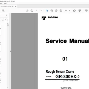 Tadano Faun Rough Terrain Crane GR-300EX-2 Service Manual SN 561384 - PDF DOWNLOAD