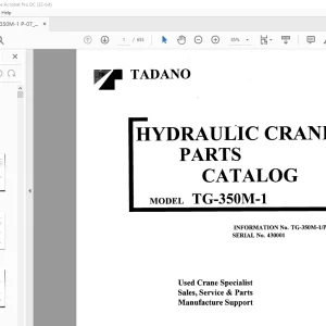 Tadano Faun TG 350M-1 Hydraulic Crane Parts Catalog Manual SN 430001 - PDF DOWNLOAD