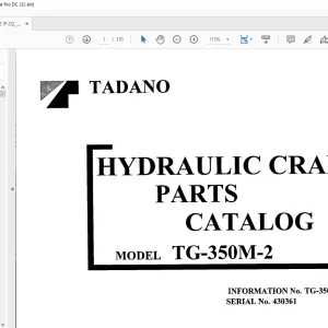 Tadano Faun TG 350M-2 Hydraulic Crane Parts Catalog Manual SN 430361 - PDF DOWNLOAD
