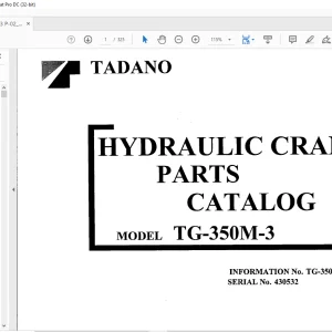 Tadano Faun TG 350M-3 Hydraulic Crane Parts Catalog Manual SN 430532 - PDF DOWNLOAD