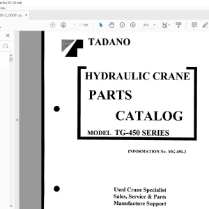 Tadano Faun TG-450 Series Hydraulic Crane Parts Catalog Manual - PDF DOWNLOAD