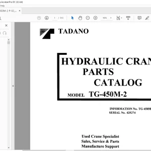 Tadano Faun TG 450M-2 Hydraulic Crane Parts Catalog Manual SN 425274 - PDF DOWNLOAD