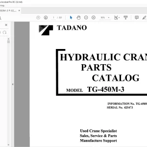 Tadano Faun TG 450M-3 Hydraulic Crane Parts Catalog Manual SN 425473 - PDF DOWNLOAD