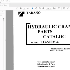 Tadano Faun TG 500M-4 Hydraulic Crane Parts Catalog Manual SN 425690 - PDF DOWNLOAD