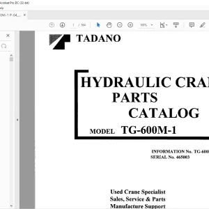 Tadano Faun TG 600M-1 Hydraulic Crane Parts Catalog Manual SN 465003 - PDF DOWNLOAD
