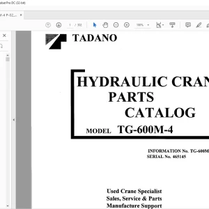 Tadano Faun TG 600M-4 Hydraulic Crane Parts Catalog Manual SN 465145 - PDF DOWNLOAD