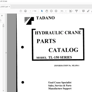Tadano Faun TL 150 Series Hydraulic Crane Parts Catalog Manual PDF DOWNLOAD