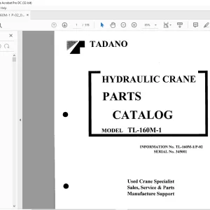 Tadano Faun TL 160M-1 Hydraulic Crane Parts Catalog Manual SN 345001 PDF DOWNLOAD