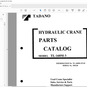 Tadano Faun TL 160M-3 Hydraulic Crane Parts Catalog Manual SN 345218 PDF DOWNLOAD
