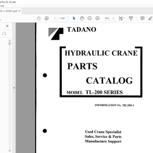 Tadano Faun TL 200 Series Hydraulic Crane Parts Catalog Manual PDF DOWNLOAD