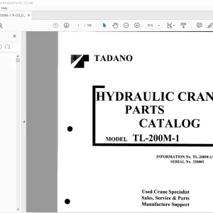 Tadano Faun TL 200M-1 Hydraulic Crane Parts Catalog Manual SN 330001 PDF DOWNLOAD
