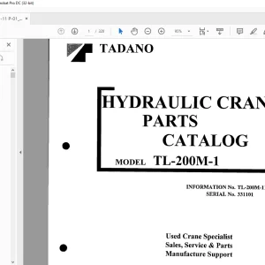 Tadano Faun TL 200M-1 Hydraulic Crane Parts Catalog Manual SN 331101 PDF DOWNLOAD