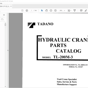 Tadano Faun TL 200M-3 Hydrulic Crane Parts Catalog Manual SN 331327 - PDF DOWNLOAD