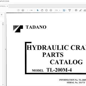Tadano Faun TL 200M-4 Hydrulic Crane Parts Catalog Manual SN 331773 - PDF DOWNLOAD