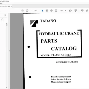 Tadano Faun TL 250 Series Hydraulic Crane Parts Catalog Manual - PDF DOWNLOAD