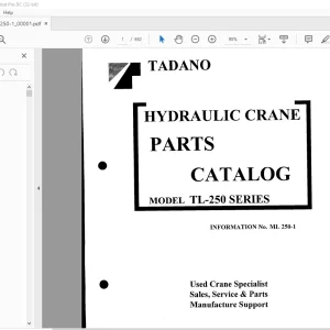 Tadano Faun TL 250 Series Hydraulic Crane Parts Catalog Manual ML 250-1 - PDF DOWNLOAD