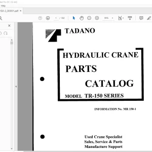 Tadano Faun TR 150 Series Hydraulic Crane Spare Parts Catalog PDF
