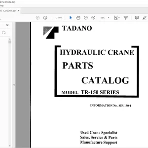 Tadano Faun TR 150 Series Hydrulic Crane Parts Catalog Manual - PDF DOWNLOAD