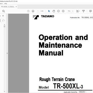 Tadano Faun TR-500XL-3 Rough Terrain Crane Operation & Maintenance Manual SN 540239 - PDF DOWNLOAD