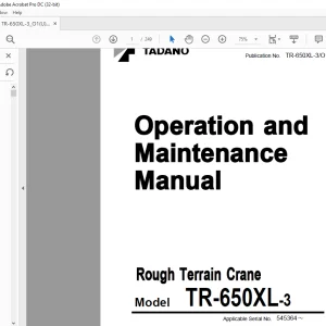 Tadano Faun TR-650XL-3 Rough Terrain Crane Operation & Maintenance Manual SN 545364 - PDF DOWNLOAD