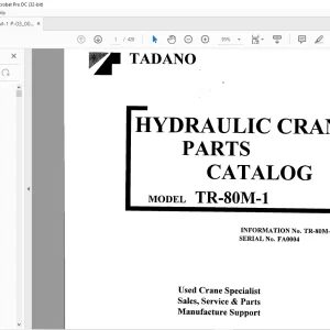 Tadano Faun TR-80M-1 Hydraulic Crane Parts Catalog Manual SN FA0004 - PDF DOWNLOAD