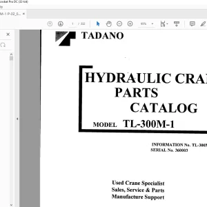 Tadano TL 300M-1 Hydraulic Crane Parts Catalog Manual SN 360003 - PDF DOWNLOAD