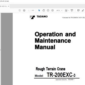 Tadano TR-200EXC-3 Rough Terrain Crane Operation & Maintenance Manual SN 555290 - PDF DOWNLOAD
