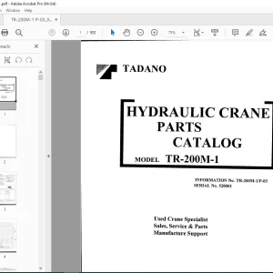 Tadano TR-200M-1 Hydraulic Crane Parts Catalog Manual SN 520001 - PDF DOWNLOAD