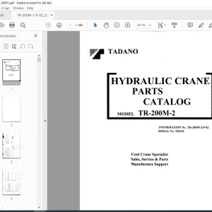 Tadano TR-200M-2 Hydraulic Crane Parts Catalog Manual SN 520231 - PDF DOWNLOAD