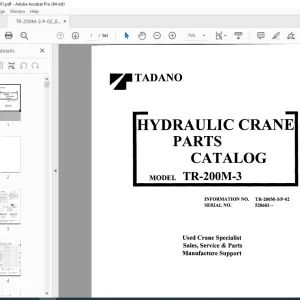 Tadano TR-200M-3 Hydraulic Crane Parts Catalog Manual SN 520603 - PDF DOWNLOAD