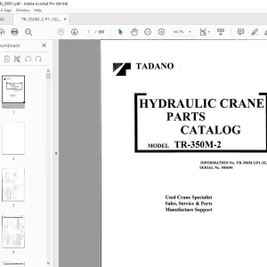 Tadano TR-350M-2 Hydraulic Crane Parts Catalog Manual SN 505690 - PDF DOWNLOAD