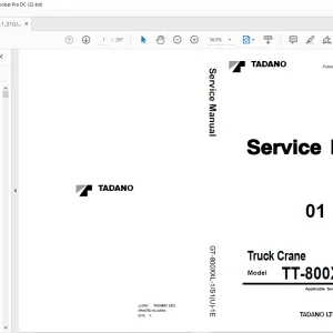 Tadano TT-800XXL-1 Truck Crane Service Manual SN 475326 - PDF DOWNLOAD