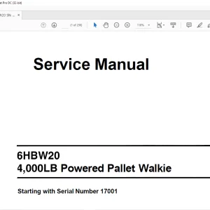 Toyota 6HBW20 4,000LB Powered Pallet Walkie Service Manual SN 17001 - PDF DOWNLOAD