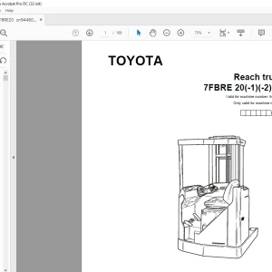 Toyota 7FBRE 20(-1)(-2)(C) Reach truck Parts Catalogue Manual 944801 - PDF DOWNLOAD