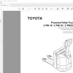 Toyota Forklift 2 PM18 2 PM20  2 PM20N Powered Pallet Truck Parts Manual - PDF DOWNLOAD