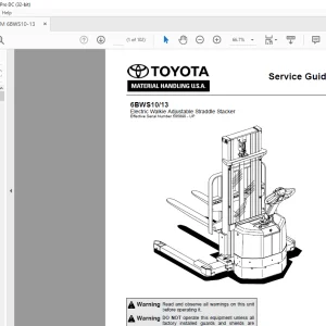 Toyota Forklift 6BWS10 6BWS13 Electric Walkie Adjustable Straddle Stacker Service Guide Manual SN 585890 - UP -  PDF DOWNLOAD