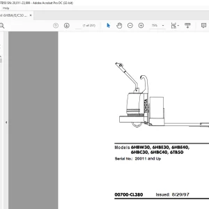 Toyota Forklift 6HBW30 6HBE30 6HBE40 6HBC30 6HBC40 6TB50 Service Manual SN 20011 and up - PDF DOWNLOAD